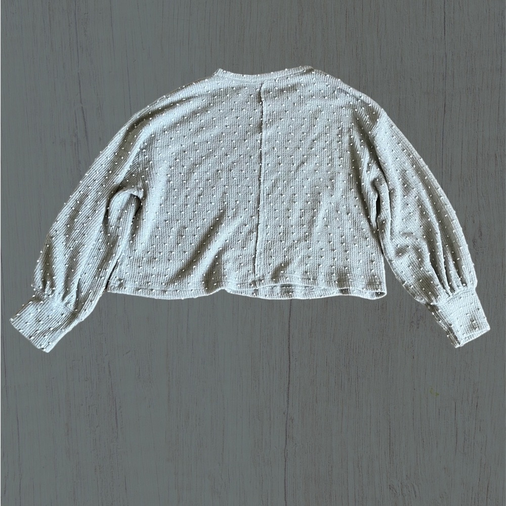 New In Grey Cropped Bubble Sweater Size Large - Picture 2 of 4